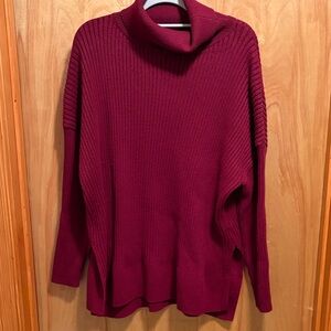 Women's Burgundy Turtleneck Sweater